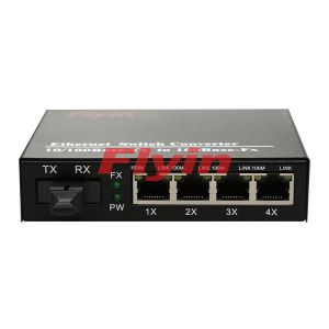 10/100M Fiber media converter with 4 RJ45 port+1 Fiber port